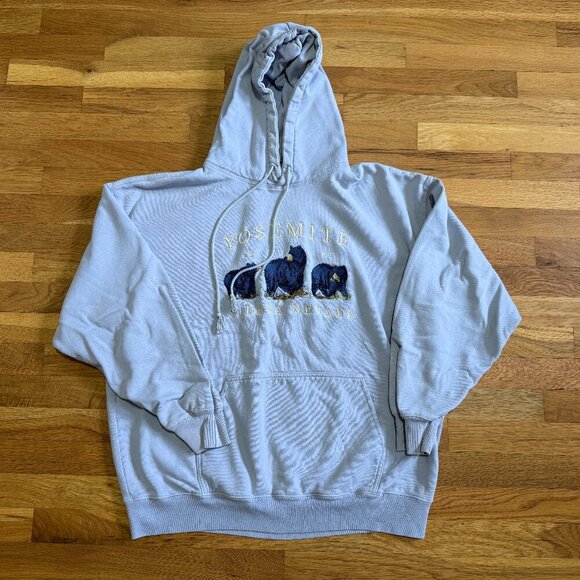 Brandy Melville John Galt Yosemite Sierra Nevada Bear Hoodie Blue Size XL - Picture 1 of 7